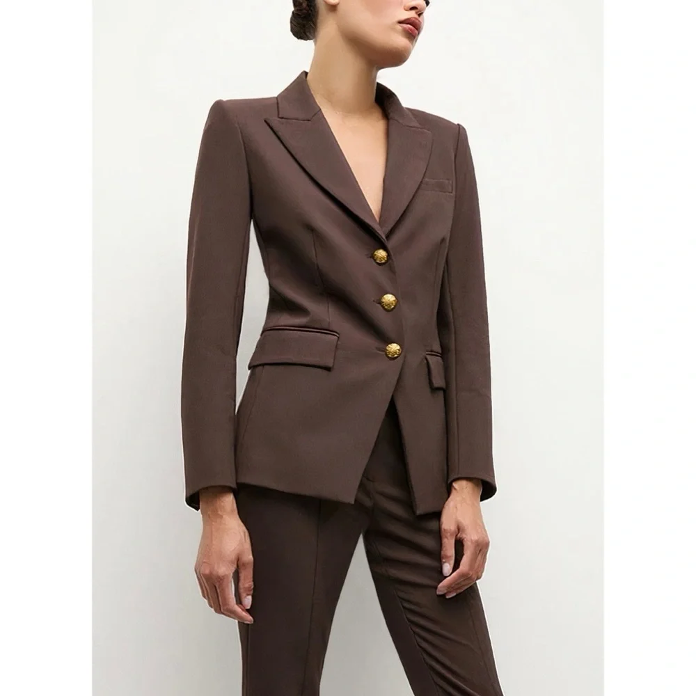 Veronica Beard Dickey Brown Long-Sleeve Orlane Blazer Jacket